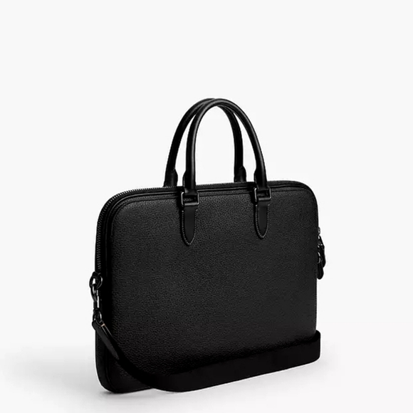 Coach Black Leather Briefcase with Top Handles - Picture 3 of 4